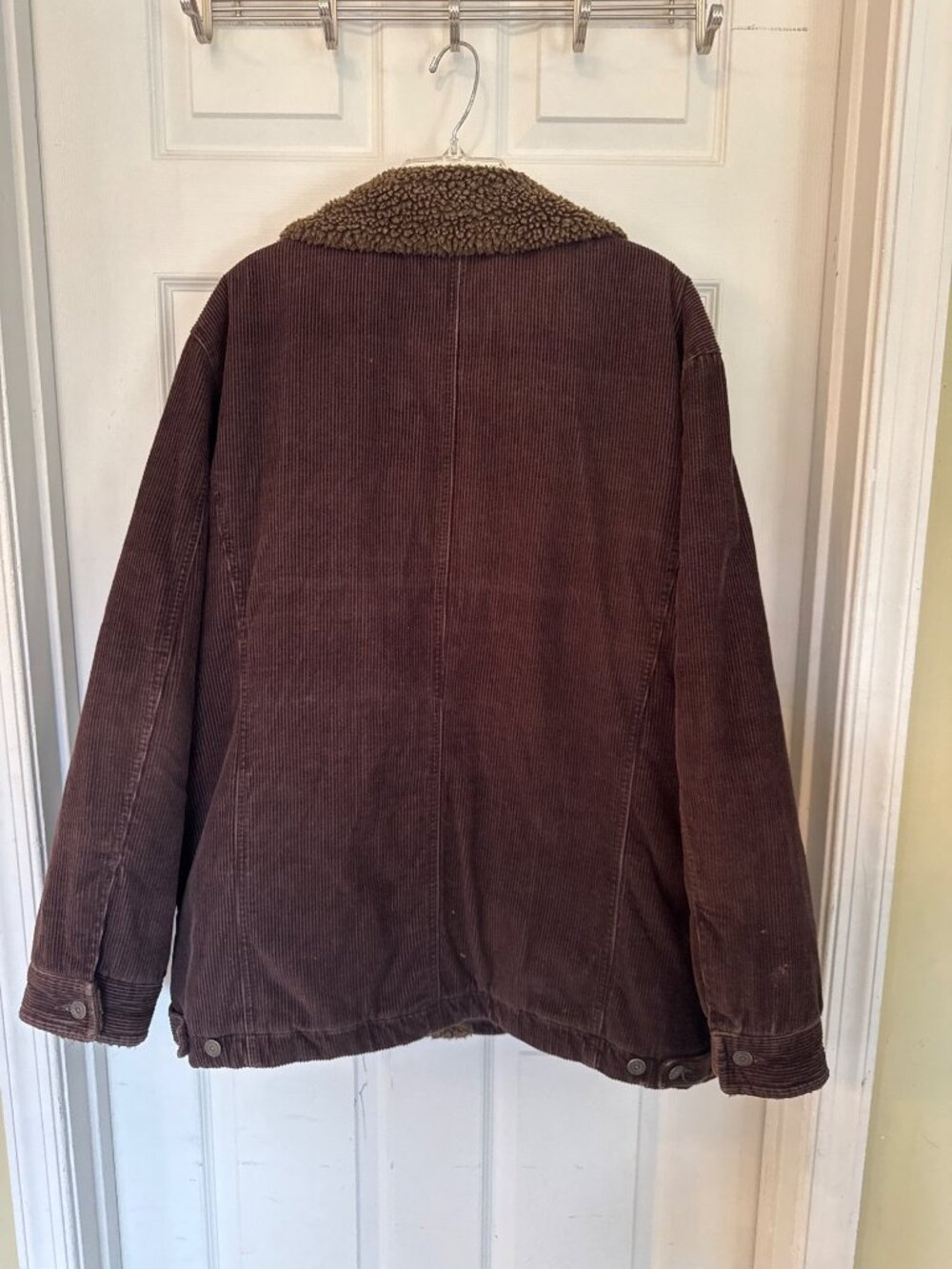 Vintage Y2K Brown Corduroy Fleece Lined Button Down Trucker Jacket Men's Large - Picture 4 of 9